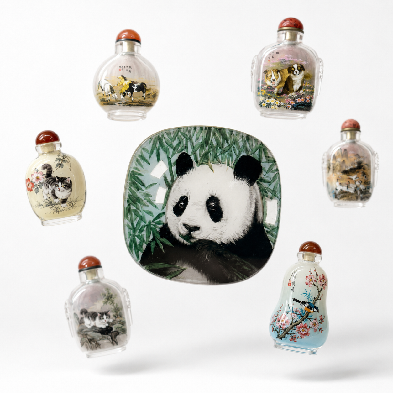 Chinese inner painting bottles and Manman Panda crystal